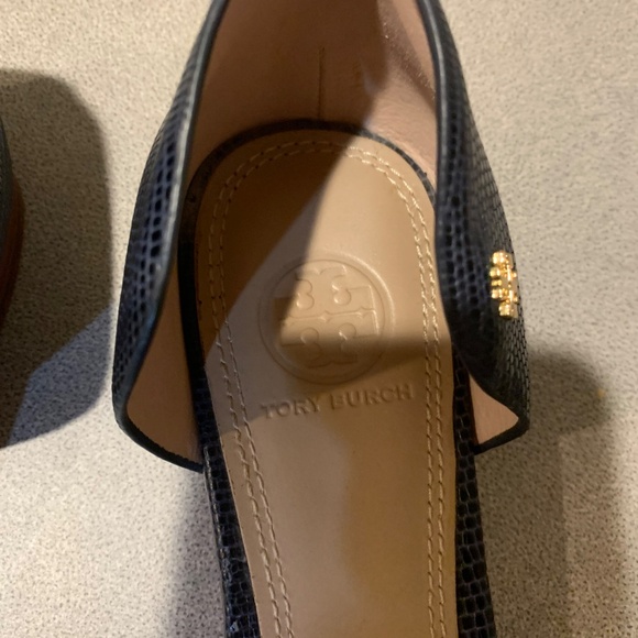 Tory Burch Blue Lizard Print Leather Flats sz 8.5 M - Picture 3 of 6